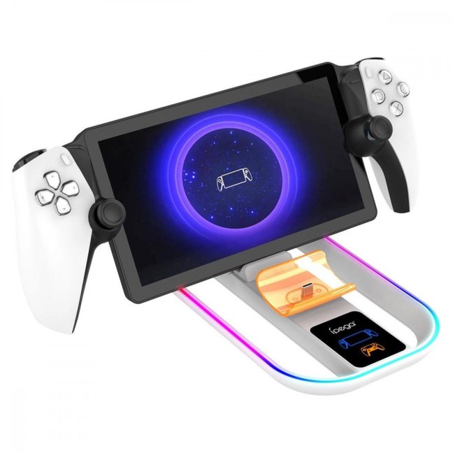iPega P5P11 Charger Dock s RGB 2v1 pro Playstation Portal Remote Player a PS5 Ovladač White