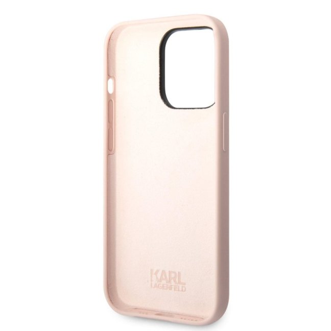 Karl Lagerfeld Liquid Silicone Ikonik NFT Zadní Kryt pro iPhone 14 Pro Pink