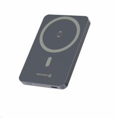 SWISSTEN POWER BANK FUSION 5000 mAh S NABÍJENÍM APPLE WATCH (kompatibilní s MagSafe) STŘÍBRNÁ
