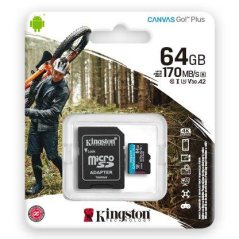 Kingston paměťová karta 64GB microSDXC Canvas Go Plus 170R A2 U3 V30 Card + ADP