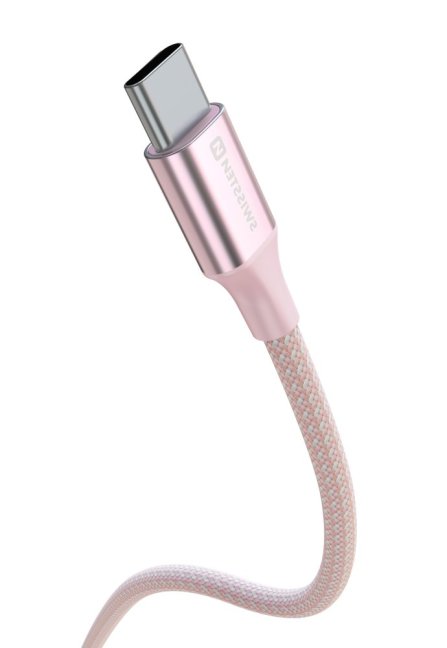 DATOVÝ KABEL SWISSTEN TEXTILE II USB / USB-C 1,5 M RŮŽOVÝ
