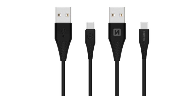 DATOVÝ KABEL SWISSTEN USB / USB-C ČERNÝ 1,5M (9mm)