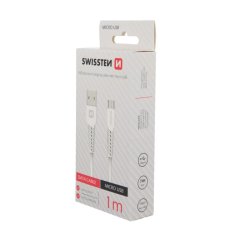 DATOVÝ KABEL SWISSTEN USB / MICRO USB 1,0 M BÍLÝ