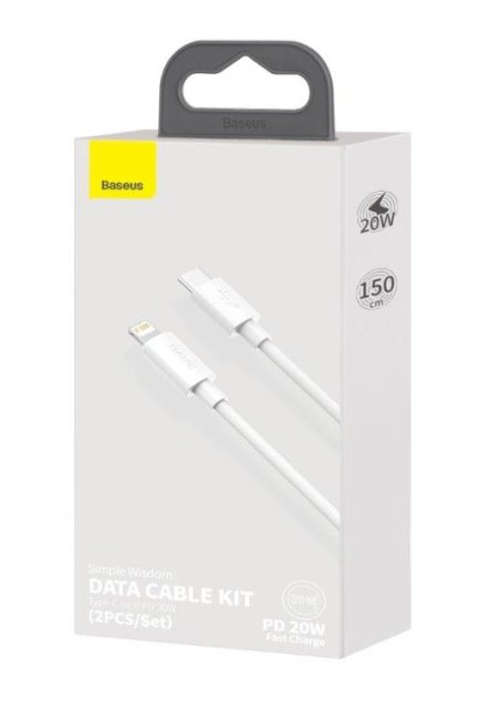 Baseus TZCATLZJ-02 Simple Wisdom Kabel Kit USB-C to Lightning 20W 1.5m (2ks set) )White