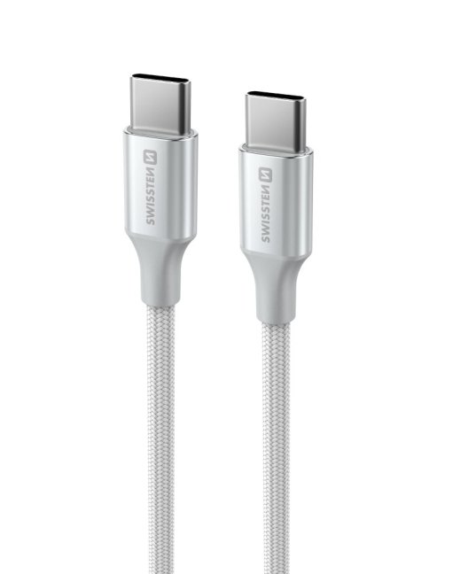 DATOVÝ KABEL SWISSTEN TEXTILE II USB-C / USB-C 1,5 M BÍLÝ