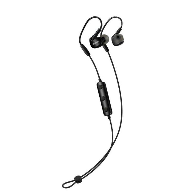 CANYON Bluetooth Sluchátka sportovní s mikrofonem, 0.3m kabel, černé