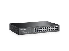 TP-LINK TL-SF1024D 24-Port 10/100M Switch, 24 10/100M RJ45 Ports, 1U 13-inch Rack-mountable Steel Case