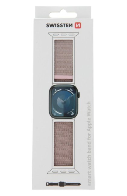 SWISSTEN ŘEMÍNEK PRO APPLE WATCH NYLONOVÝ 42 / 44 / 45 / 49 mm RŮŽOVO ZLATÝ