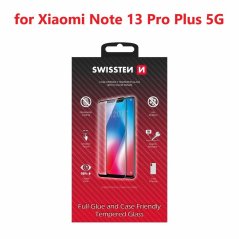 SKLO SWISSTEN FULL GLUE, COLOR FRAME, CASE FRIENDLY PRO XIAOMI NOTE 13 PRO PLUS 5G ČERNÉ