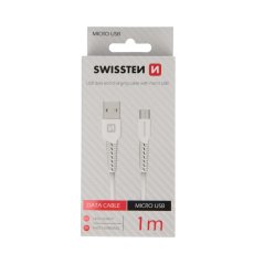 DATOVÝ KABEL SWISSTEN USB / MICRO USB 1,0 M BÍLÝ