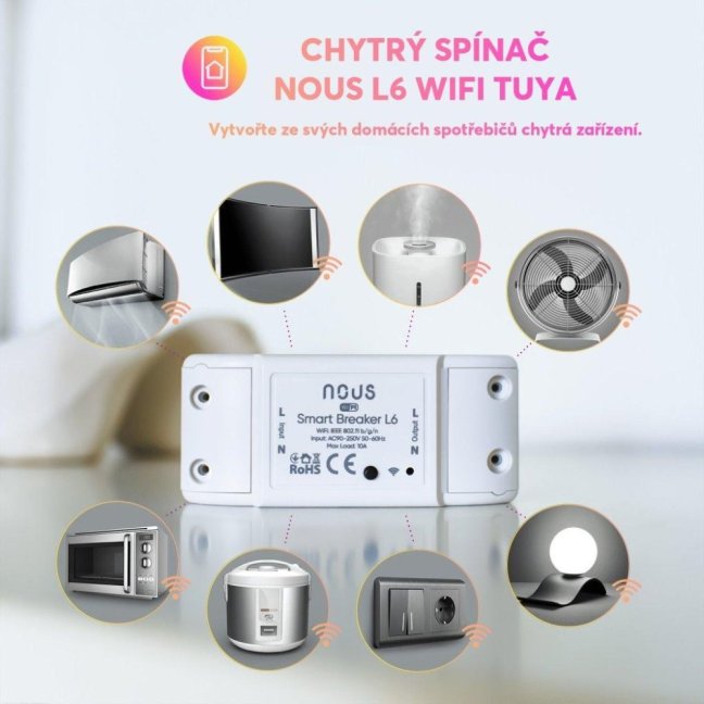 Chytrý spínač NOUS L6 WiFi Tuya 1-kanálový