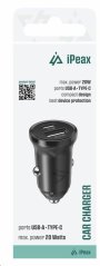 iPEAX AUTONABÍJEČKA CL-03, PD, 20W, USB-C + USB-A ČERNÁ