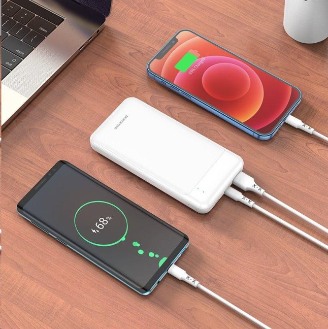 Borofone Power Bank 10000mAh BJ19 Incredible - USB 3.0 + USB-C PD 20W QC 3.0 18W, White