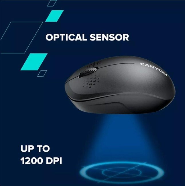 CANYON myš optická bezdrátová MW-4, 1200 dpi,3 tl., Bluetooth, AA baterie, černá