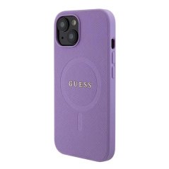 Guess PU Saffiano MagSafe Zadní Kryt pro iPhone 15 Plus Purple
