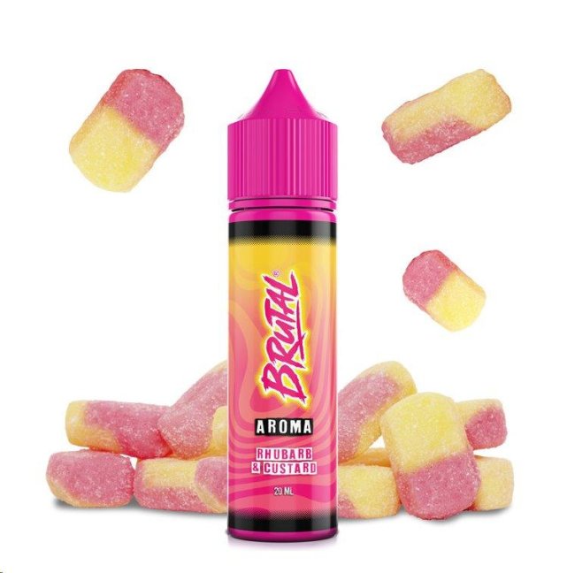 PŘÍCHUŤ JUST JUICE SHAKE AND VAPE 20ML - BRUTAL -RHUBARB & CUSTARD (SLADKÁ REBARBORA S PUDINKEM)