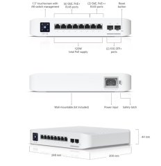 Ubiquiti Switch L3 UniFi Professional USW-Pro-8-PoE, 8-Port Gigabit, 2x SFP+, PoE-out, PoE budget 120W