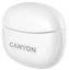 CANYON TWS-5 BT sluchátka s mikrofonem, BT V5.3 JL 6983D4, pouzdro 500mAh+40mAh až 38h, bílá