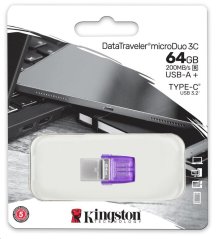 Kingston flash disk 64GB DT MicroDuo 3C USB A + USB-C