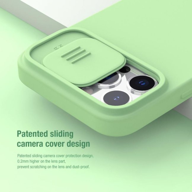 Nillkin CamShield Silky Magnetic Silikonový Kryt pro Apple iPhone 13 Pro Max Mint Green