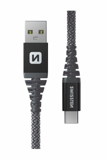 DATOVÝ KABEL SWISSTEN KEVLAR USB / USB-C 1,5 M ANTRACIT