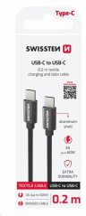 DATOVÝ KABEL SWISSTEN TEXTILE USB-C / USB-C 0.2 M ČERNÝ