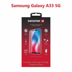 SKLO SWISSTEN FULL GLUE, COLOR FRAME, CASE FRIENDLY PRO SAMSUNG A336 GALAXY A33 5G ČERNÉ