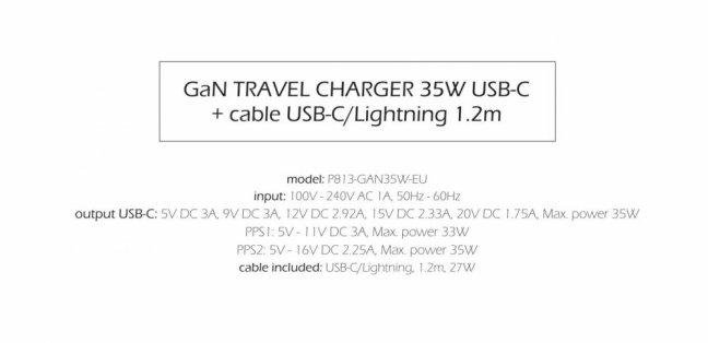 SWISSTEN SÍŤOVÝ ADAPTÉR GaN 1x USB-C 35W POWER DELIVERY BÍLÝ + DATOVÝ KABEL USB-C/LIGHTNING 1,2 M BÍLÝ