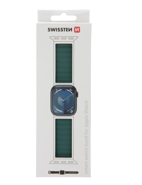 SWISSTEN ŘEMÍNEK PRO APPLE WATCH SILIKONOVÝ - MAGNETIC 42 / 44 / 45 / 49 mm ZELENO/ŠEDÝ
