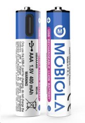 Nabíjecí baterie AAA, USB-C, 400 mAh, 1.5 V - 2 ks