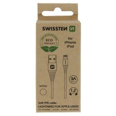DATOVÝ KABEL SWISSTEN USB/LIGHTNING BÍLÝ 1,2M  (ECO BALENÍ)