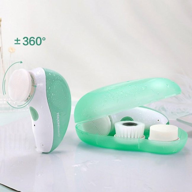 TOUCHBeauty 1387A Čistící kartáč na pleť3v1 zelený