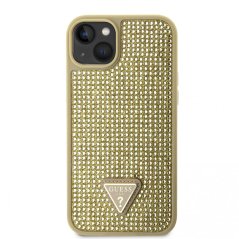 Guess Rhinestones Triangle Metal Logo Kryt pro iPhone 14 Gold