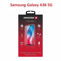 SKLO SWISSTEN FULL GLUE, COLOR FRAME, CASE FRIENDLY PRO SAMSUNG GALAXY A36 5G ČERNÉ