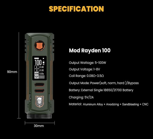 BD Vape Mod Rayden 100 V 1.5 COD Limited Edition