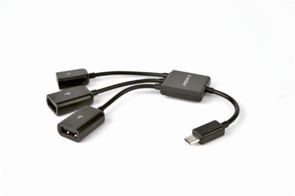 Gembird adaptér / hub OTG mobil 2 x USB 2.0 (F) + 1 x microUSB (F) na microUSB (M)