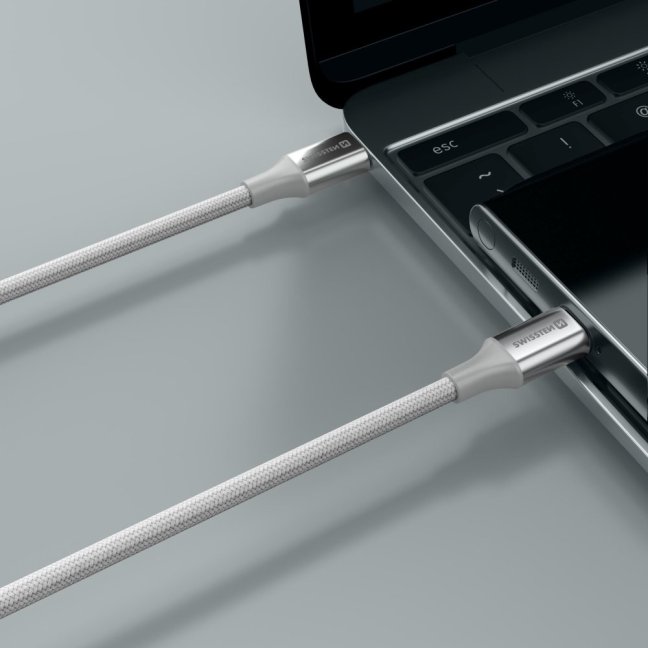 DATOVÝ KABEL SWISSTEN TEXTILE II USB-C / USB-C 1,5 M BÍLÝ