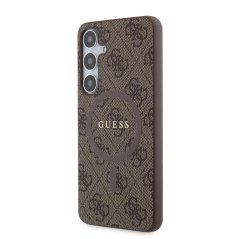 Guess PU Leather 4G Colored Ring MagSafe Zadní Kryt pro Samsung Galaxy S24+ Brown