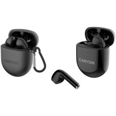 CANYON TWS-6 BT sluchátka s mikrofonem, BT V5.3 JL 6976D4, pouzdro 400mAh+30mAh až 22h, černá