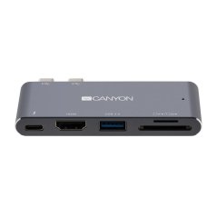 CANYON replikátor portů DS-5, 5v1, pro Apple Mackbook s Thunderbolt 3 (USB-C 100W)