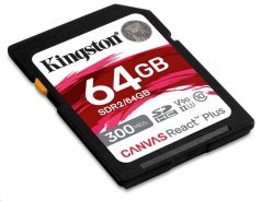 Kingston paměťová karta 64GB Canvas React Plus SDXC UHS-II 300R/260W U3 V90 for Full HD/4K/8K
