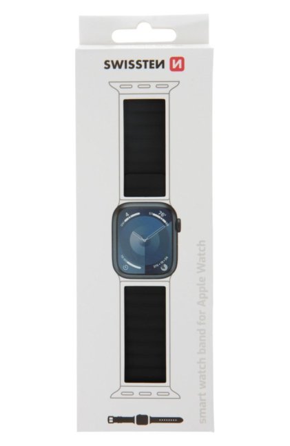 SWISSTEN ŘEMÍNEK PRO APPLE WATCH SILIKONOVÝ - MAGNETIC 42 / 44 / 45 / 49 mm ČERNO/ŠEDÝ