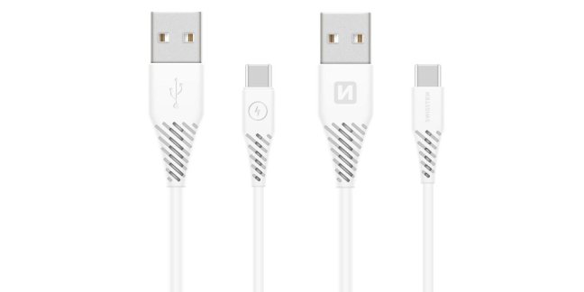 DATOVÝ KABEL SWISSTEN USB / USB-C BÍLÝ 1,5 M (7mm)