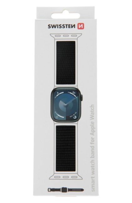 SWISSTEN ŘEMÍNEK PRO APPLE WATCH NYLONOVÝ 38 / 40 / 41 mm ČERNÝ