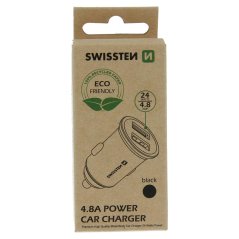 SWISSTEN CL ADAPTÉR 2x USB 4,8A METAL ČERNÝ (ECO BALENÍ)