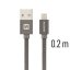 DATOVÝ KABEL SWISSTEN TEXTILE USB / LIGHTNING 0,2 M ŠEDÝ