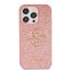 Guess PU Fixed Glitter 4G Metal Logo Zadní Kryt pro iPhone 15 Pro Pink