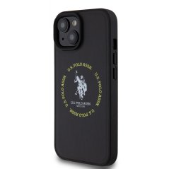 U.S. Polo PU Leather Printed Round Double Horse MagSafe Zadní Kryt pro iPhone 15 Black