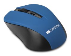 CANYON myš optická bezdrátová CMSW1, nastavitelné rozlišení 800/1000/1200 dpi, 4 tl, USB nano reciever, modrá