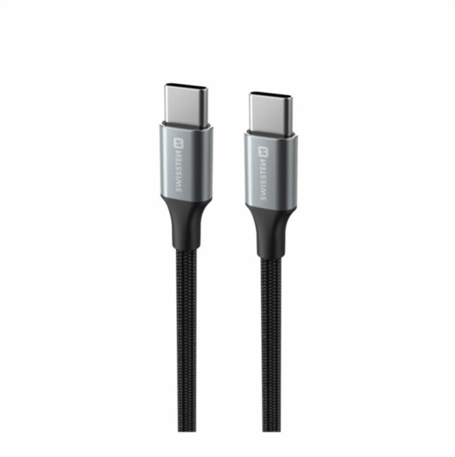 DATOVÝ KABEL SWISSTEN TEXTILE II USB-C / USB-C 1,5 M ČERNÝ